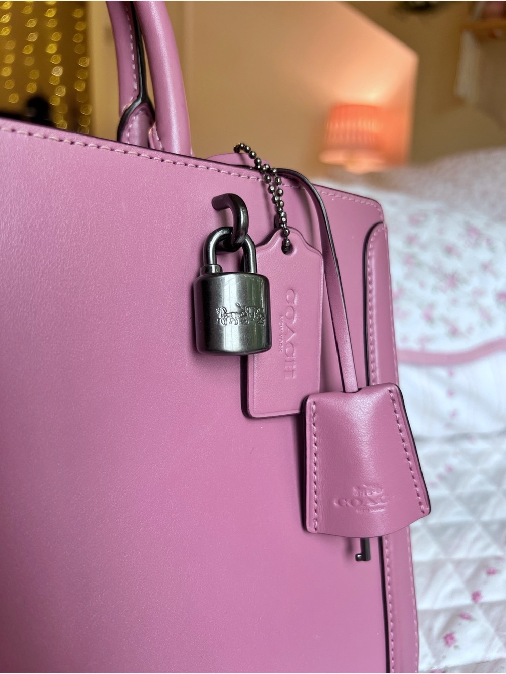 Coach Zoe Carryall Pink Rose Leather Satchel F49500 Structured Bag Purse - Picture 3 of 7